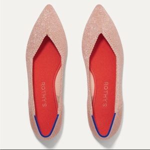 Rothy’s The Point Rose Metallic Pointed Flats- Size 10.5